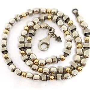 Rare Vintage Silpada Sterling Silver and 14K Gold Filled Bead Necklace N1220